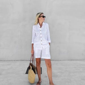 Linen 2 piece set, Linen set of shirt and shorts, pajama set, Summer Linen Set, Women Linen Clothing, Linen Shorts For Women