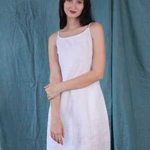 White Linen Dress, Loose Fit Linen Tunic, Dress With Pockets, Summer Dress, Valentines Gifts for Her imagem 1