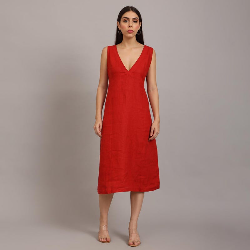 Red Linen Dress Etsy — free download