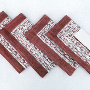 Red Hand Block Print Cotton Napkins: Elegant Dinner Decor