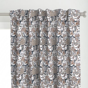 Orange and Blue Colour Hand Block Print Curtain & Drapes, Pure Cotton Fabric