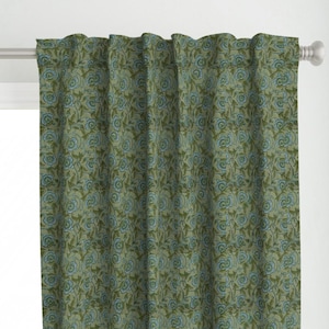 Green and Blue  Colour Hand Block Print Curtain & Drapes, Pure Cotton Fabric
