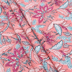 Floral Block Print Cotton Fabric: Hand Stamped Indian Fabric