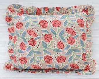 Hand Block Printed Floral Pillow Cover: 100% Cotton Cushion