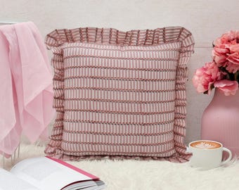 Hand Block Printed Floral Pillow Cover: 100% Cotton Cushion