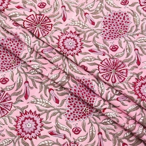 Pink colour Indian Soft Cotton Fabric, 100% pure cotton cloth, Indian Wood Block, Liverpool
