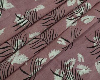 Pink Floral Blockprint Cotton Fabric: Hand-Stamped Indian Fabric
