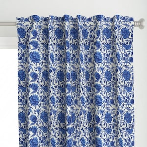 Blue and White Colour Hand Block Print Curtain & Drapes, Pure Cotton Fabric