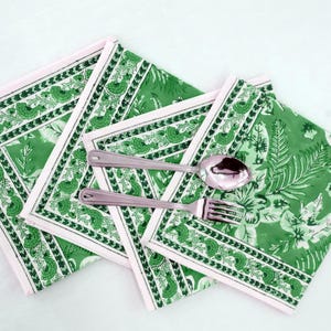 Green Cotton Napkin: Hand Block Print, Reusable Cloth