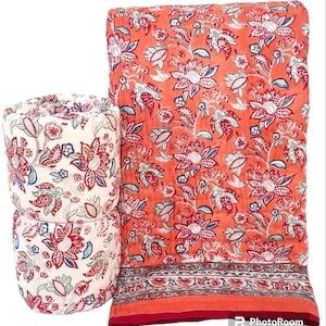 Block Printed Quilted Throw Blanket 100% Cotton Quilt, Cover for Couch and Bed, Sage Lap Bedding Coverlet, Luxury Oversized Quilted Throw