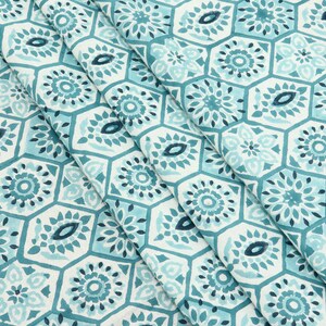 Blue and White colour Pure cotton Indian fabric, Fabric by the Yard, Indian wood block, mughal print, 100% soft cotton fabric