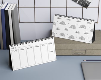 Agenda da scrivania settimanale Rainbow Boho,Agenda da tastiera,Agenda settimanale,Agenda da scrivania,Calendario,Produttività,Agenda giornaliera,Regalo per lei,Fornitura scolastica
