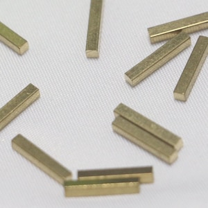 Raw brass solid square rod, cuboid copper pillar connection, for jewelry making, strip charms, handicraft accessories, copper rod supply