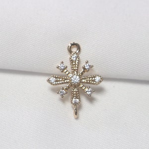 19x13mm,Snowflake Earring Pendant, Gold Starry Earring Pendant Connection, Zircon Earring Pendant,Star Connector,Jewelry Making Accessories