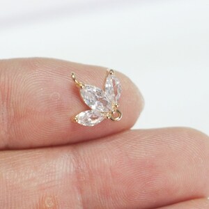 4pcs+Zircon Leaf Pendant Connection, 3 Petal Leaf Zircon Pendant-Jewelry Connector-Best Gift Making-Jewelry Accessories Wholesale