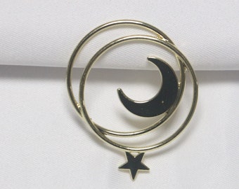 Alliage de zinc double cercle étoile lune pendentif-bricolage matériel de bijoux en gros