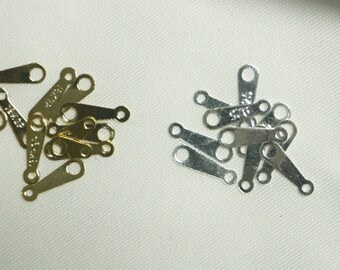 10pcs Gold-Plated Brass Double Hole Jewelry Connectors: DIY Clasps