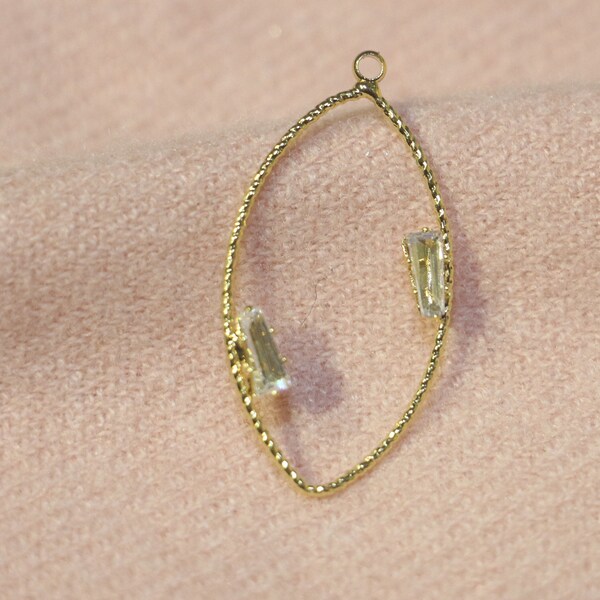 18k Copper Clad Real Gold-Zircon Water Drop-Geometric Figure Single Hole Earring Pendant-Jewelry Accessories Wholesale