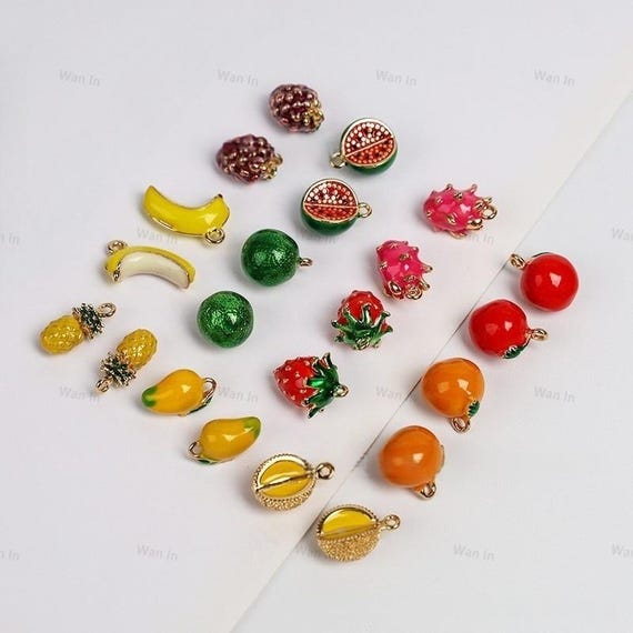 20 Ciondoli A Forma Di Anguria Per Gioielli Fai Da Te - Lega Colorata Per Bracciali E Portachiavi - Foto 8