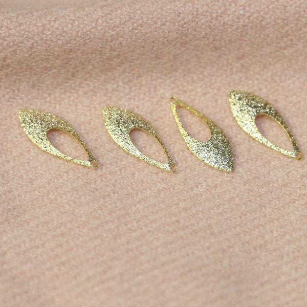 18k copper-clad real gold-color-preserving frosted hollow leaf-shaped earrings pendant-copper grained bamboo leaf jewelry accessories