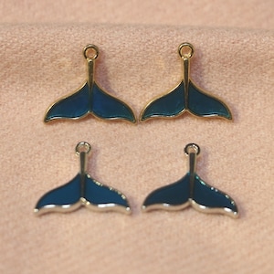 Shark tail gold-plated earrings pendant,silver-plated necklace Charm blue tree drip oil alloy earrings suspension,jewelry production supply