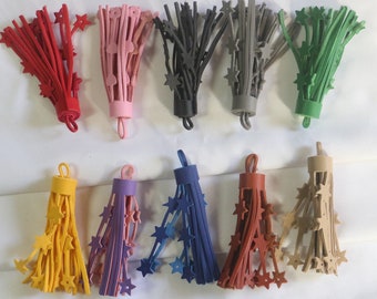 Tassel leather pendant pendant-star pattern-color-sponge yarn bag pendant-accessory key chain mobile phone zipper pendant 70mm