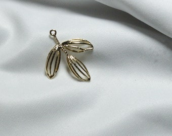 4PCS copper gold plating 14K leaf earrings pendant-hollow rectangular jewelry pendant-DIY earrings-4-hole connector