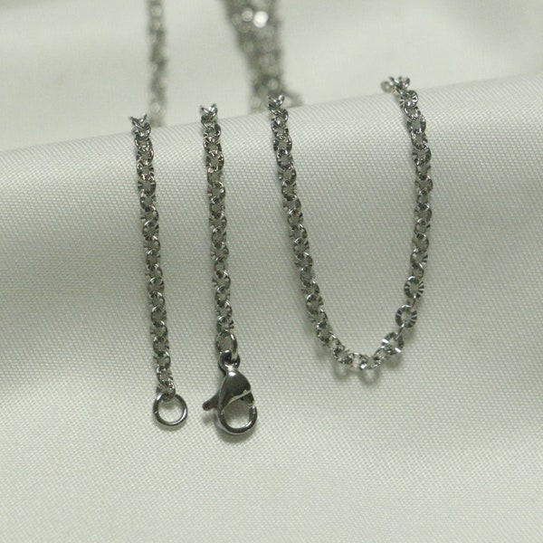 18k white gold-plated collarbone necklace-flat o-shaped link-multifunctional thin chain-diy chain making-jewelry chain