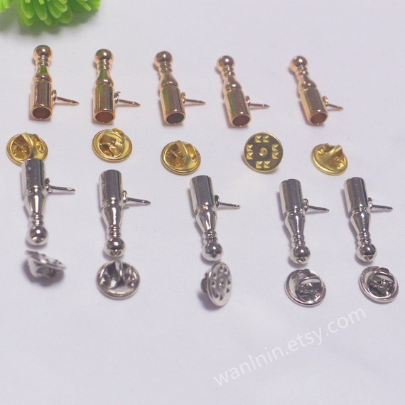 DIY Metal Brooch Pin Blanks, Copper Hat Pin with Lock (10pcs)