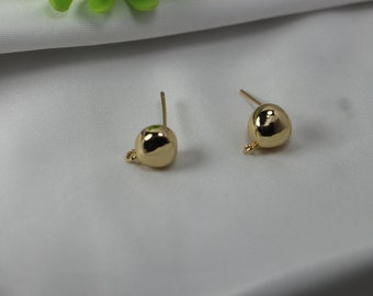 A pair of exquisite gold-plated ball earrings - 14k gold-plated earrings - trendy 925 silver pin earring accessories