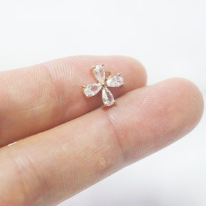 4 Pcs+ Brass Making Earring Charm,4 Pcs Zircon Micropaved Pendant,Crystal Single Hoop Earring Pendant-Jewelry Making Accessories Wholesale