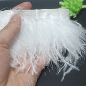 Puede incluir: Borde de plumas de avestruz blancas con un borde de cinta de satén. El borde tiene aproximadamente 2,5 cm de ancho y es perfecto para agregar un toque de elegancia a cualquier proyecto.