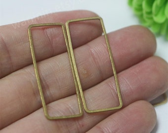10 connecteurs de boucles d'oreilles rectangulaires en laiton brut : Fournitures pour fabrication de bijoux (38 x 15 mm)