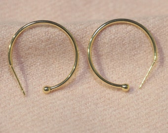 18k Gold-Plated Earring Hooks: Circular Bead Connector, French Style
