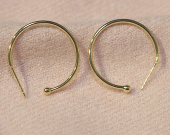 18k gold-plated ear hook, circular ear hook, with hanging bead earrings, French style earring hook, earring connector