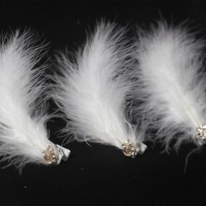 White Feather Embellished Crystal Stone Barrette