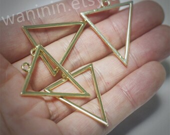 Gold Plated Triangle Charms: Geometric Earring Pendants, Zinc Alloy