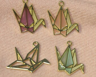 Thousands of paper crane earrings pendant, gold -plated mixed earrings suspension, jewelry production supply