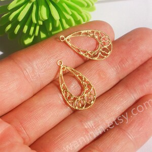 6pcs -Raw Brass Earring Pendant -Brass Earring Charm-Teardrop Shape Earrings - Earring Connector - Geometric Shape Discovery-Jewelry Supply