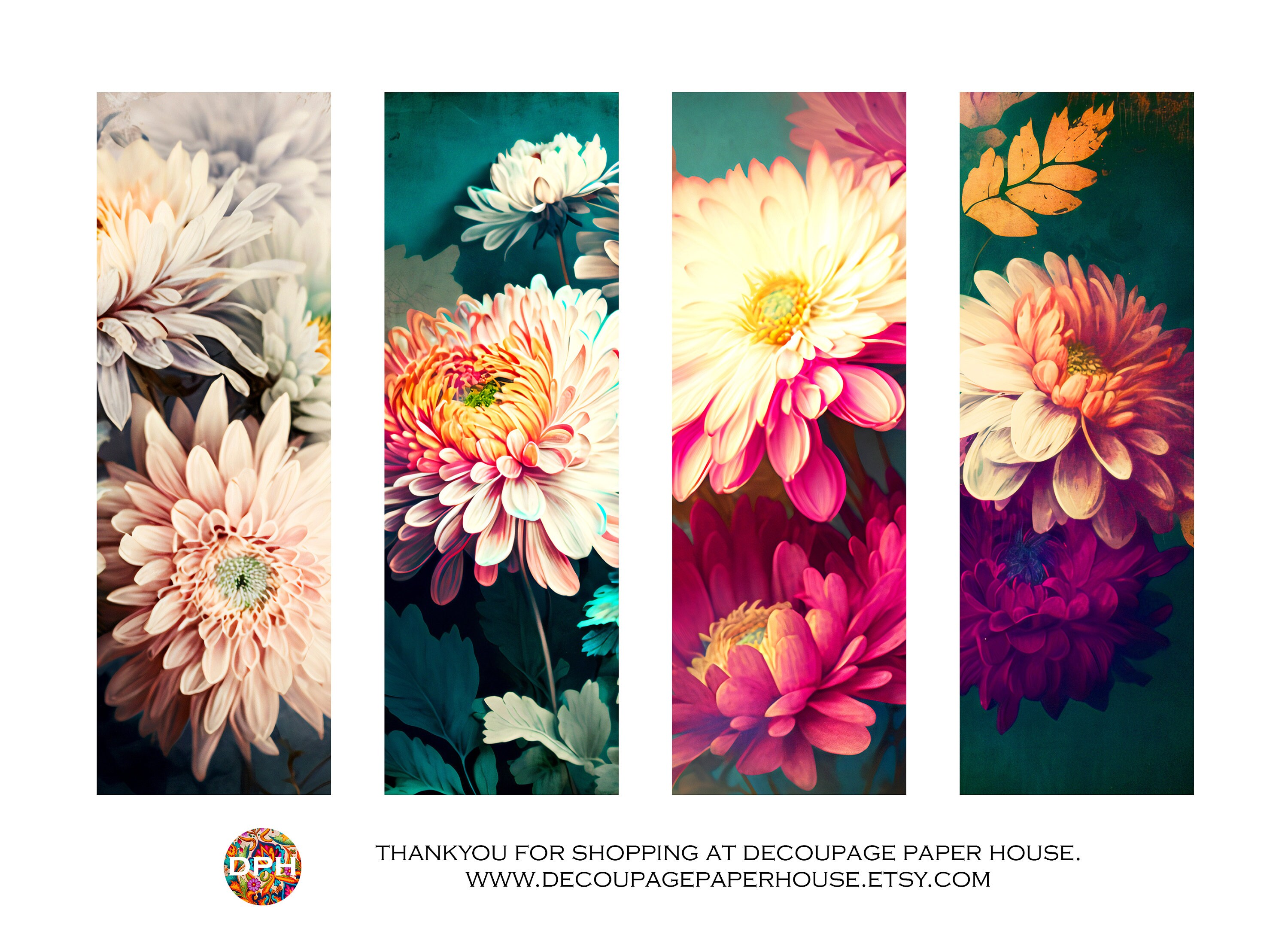 Chrysanthemums Printable Digital Bookmarks Just Download Etsy