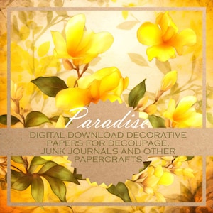 Paradise: decoupage floral paper/DIGITAL PAPERS for download, card-making, journals & more / 20 beautiful printable images for papercraft