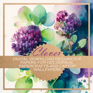 Clover: Decoupage bloemen DIGITALE PAPIEREN geschikt voor alle soorten papierambachten en digitale achtergronden x15/printable/junk journals