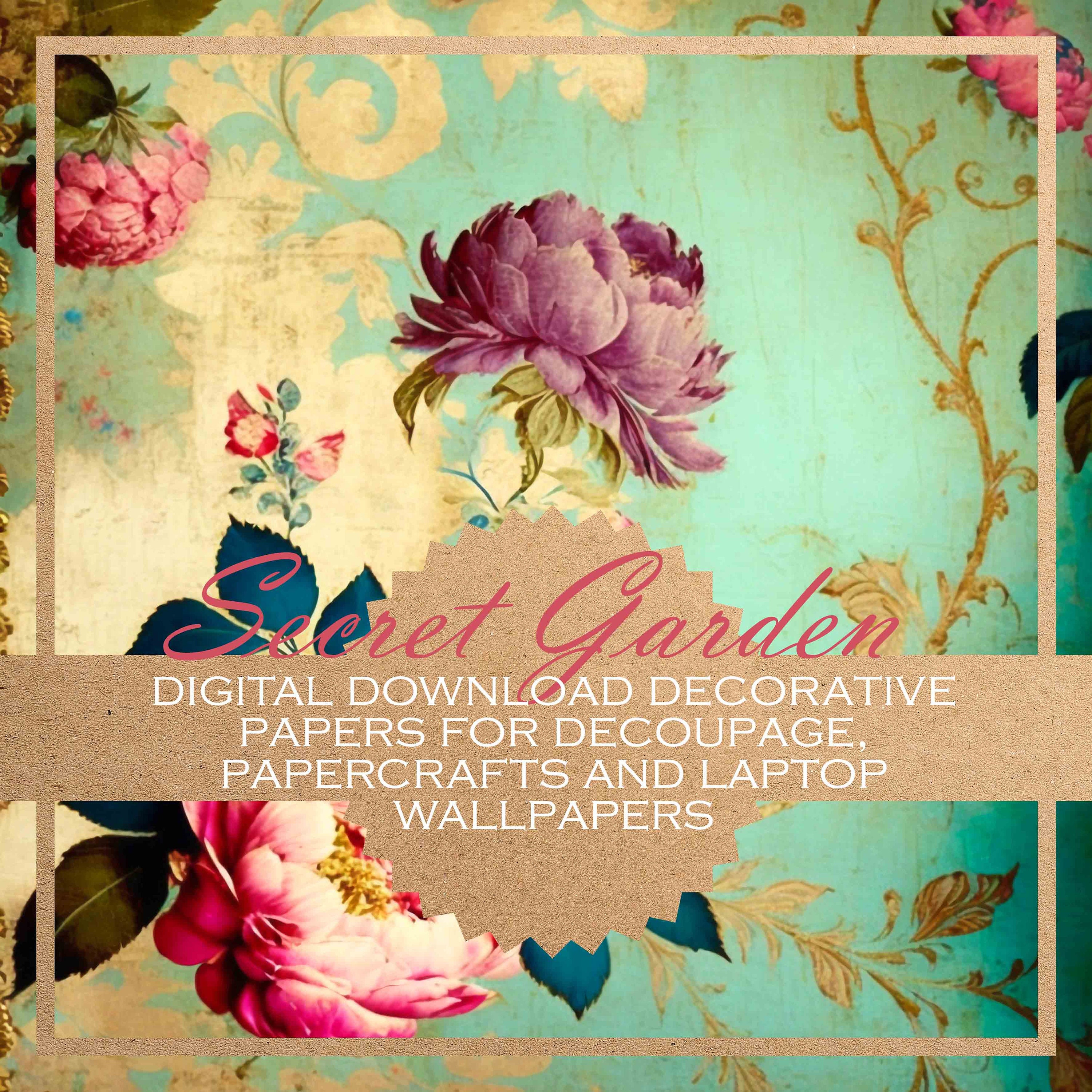 Secret Garden Decoupage Paper 10x Shabby Chic Floral/ DIGITAL Etsy
