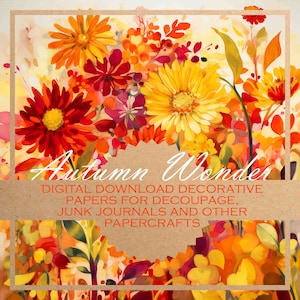 Meraviglia autunnale: decoupage floreale/CARTA DIGITALE da scaricare, creare cartoline, diari e altro ancora / 20 bellissime immagini stampabili per creazioni con la carta