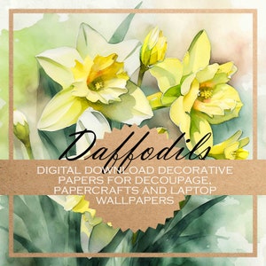 Daffodils: decoupage DIGITALE PAPIEREN geschikt voor alle soorten papierkunst, origami en kaarten maken/digitale bloemenbehang (20 afbeeldingen)