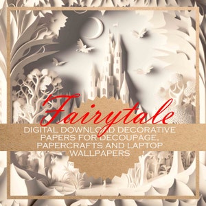 Fairytale: decoupage download DIGITAL PAPERS inspired by the landscapes of traditional tales, for paper crafts and digital backgrounds (x10)