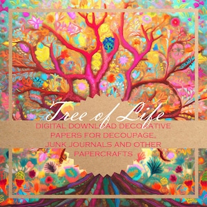 Tree of Life: decoupage paper/DIGITAL PAPERS for download, card-making, journals & more / 20 beautiful printable images for papercraft
