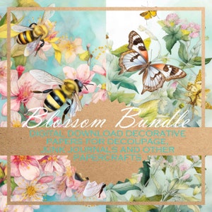 Blossom Bundle: decoupage paper/DIGITAL PAPERS for download, card-making, journals and more / 40 printable beautiful images for papercraft