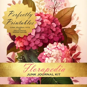 Florapedia Junk Journal Kit: DOCUMENTI DIGITALI stampabili e modelli di diario per download, collage, decoupage e creazioni con la carta/bellissimi disegni