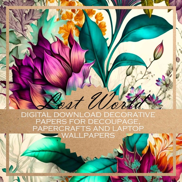 Lost World: decoupage paper/ outrageous beautiful DIGITAL PAPERS / downloads for all kinds of paper crafts and digital backgrounds x20